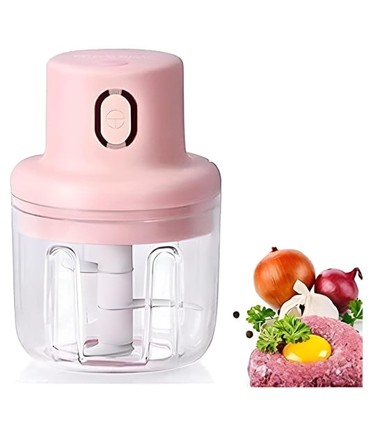 250ML Pink USB Wireless Electric Garlic Masher Sturdy Press Mincer Vegetable Chili Meat Grinder Food Chopper Kitchen Tools
